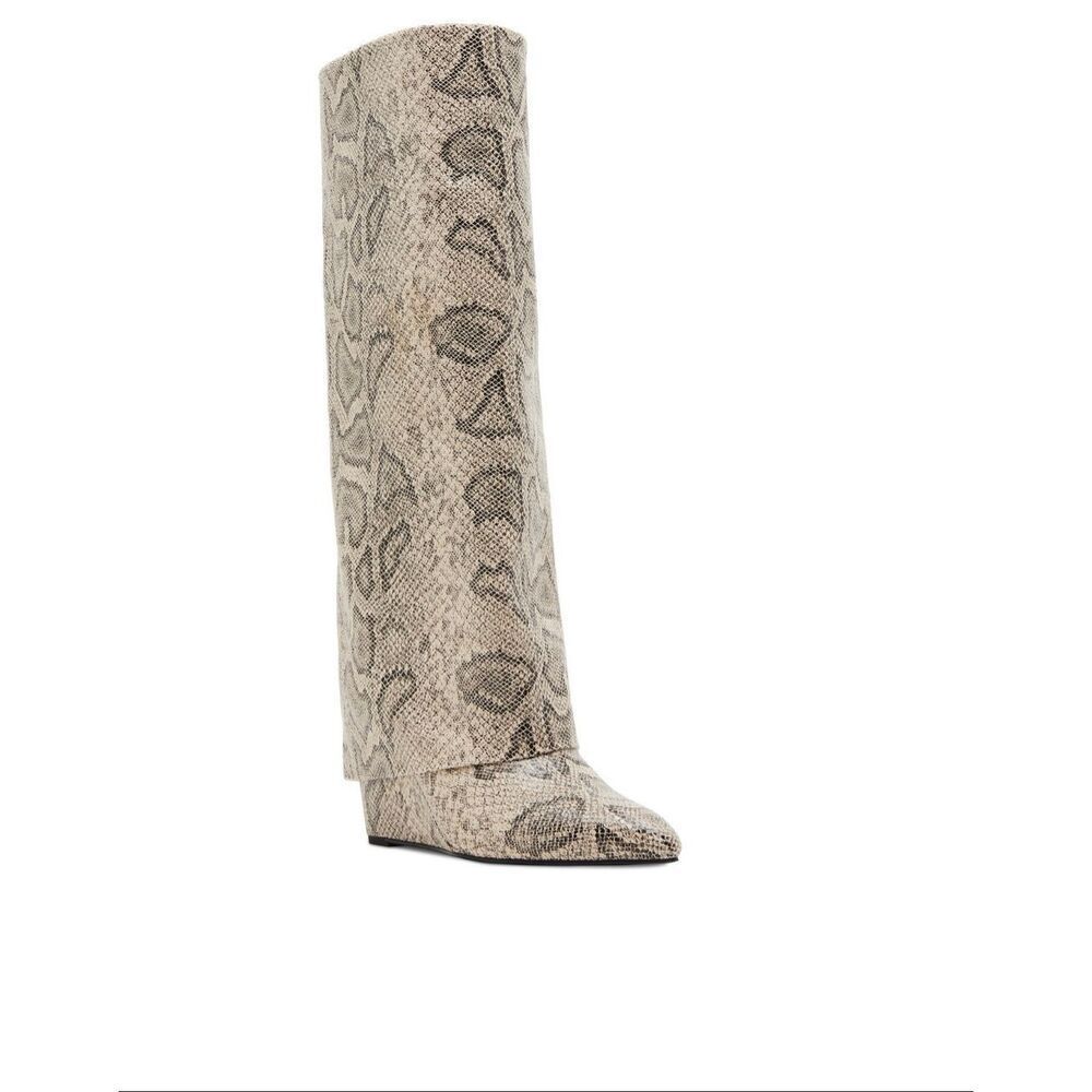 Madden Girl Evander Fold-Over Cuffed Knee High Wedge Dress Boots